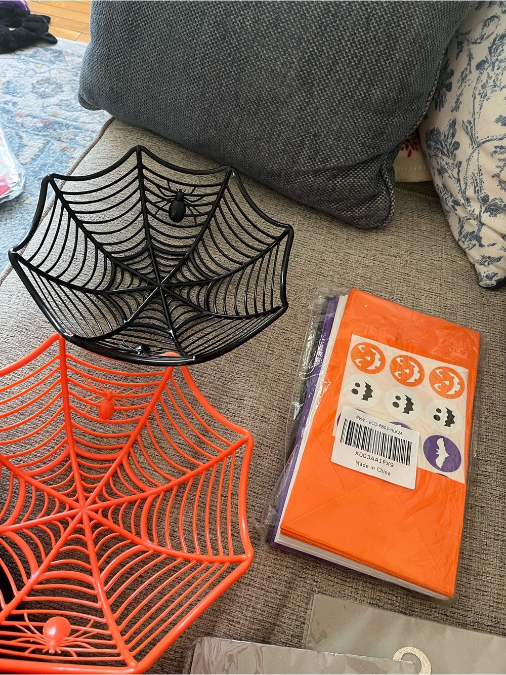 Festive Spiderweb Candy Bowls - Black & Orange
